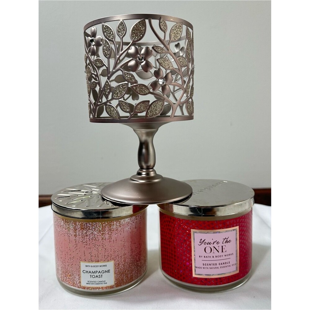 B.B Works Set Of 2 Candles You’re the One, Champagne Toast and 1 Candle Holder - Picture 2 of 10